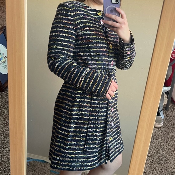 CAbi navy tweed trench coat - size 4 - Picture 3 of 15